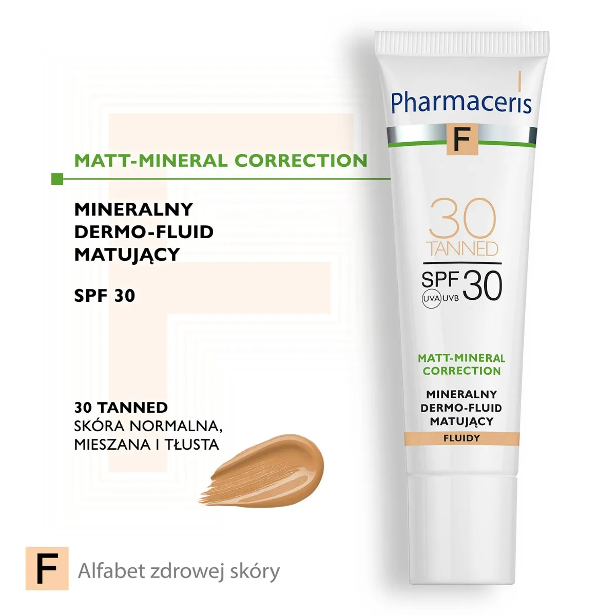 Pharmaceris F Matt-Mineral-Correction, mineralny dermo-fluid matujący, Spf 30, tanned 30, 40 ml 