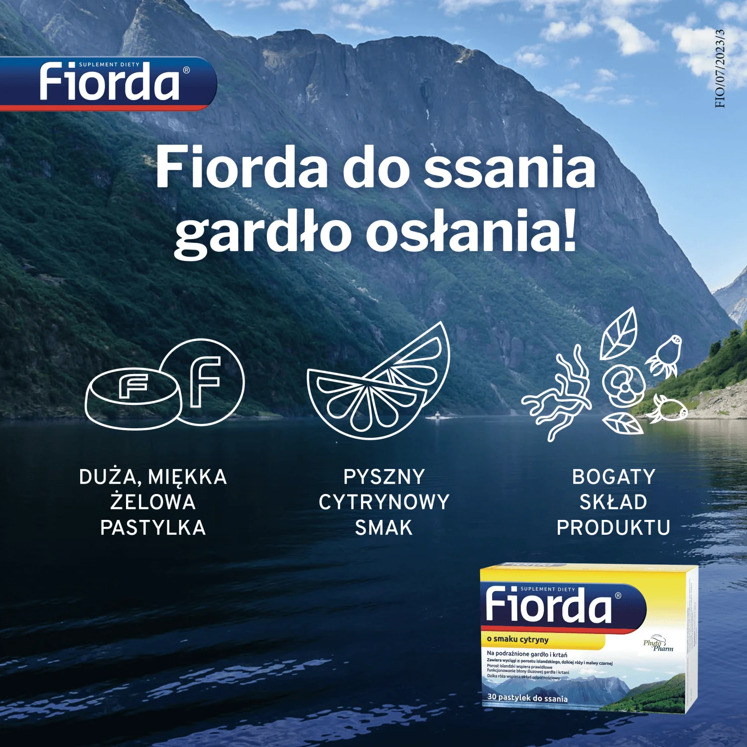 Fiorda 30 pastylek do ssania o smaku cytrynowym