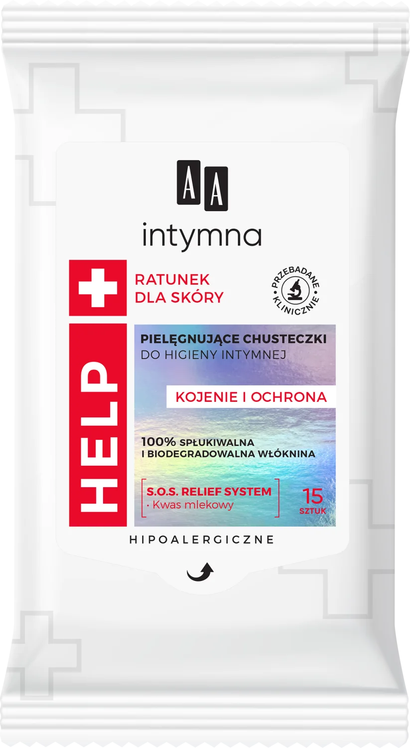 AA Intymna Help, pielęgnujące chusteczki do higieny intymnej, 15 szt.