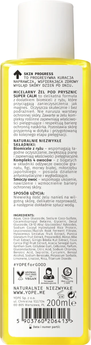 YOPE Skin Progress Super Calm micelarny żel pod prysznic Soft Fruits, 200 ml