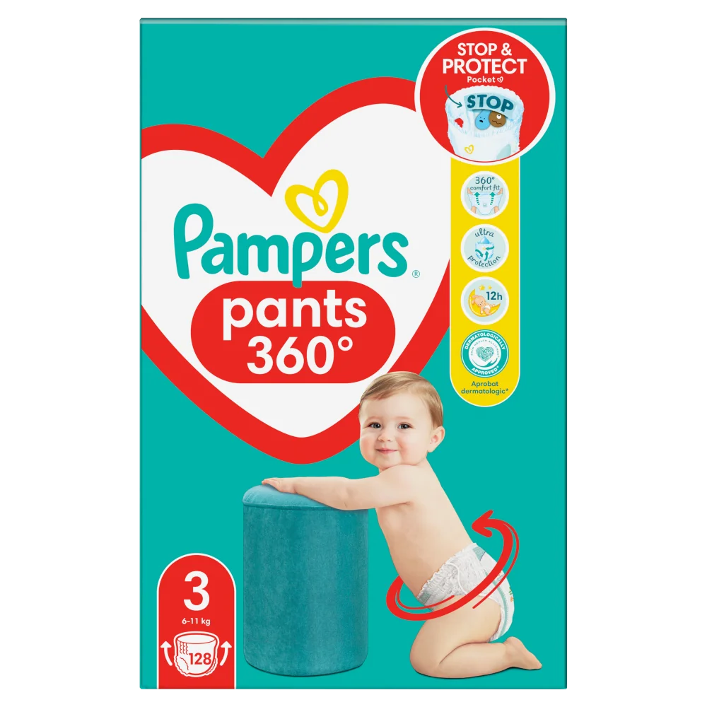 Pampers Pants 3 ( 6kg-11kg), pieluchomajtki, 128 sztuk 