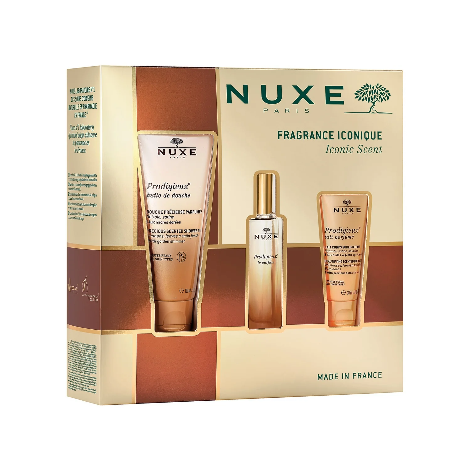 Nuxe Prodigieux perfumy, 30 ml + olejek pod prysznic, 100 ml + perfumowane mleczko do ciała, 30 ml