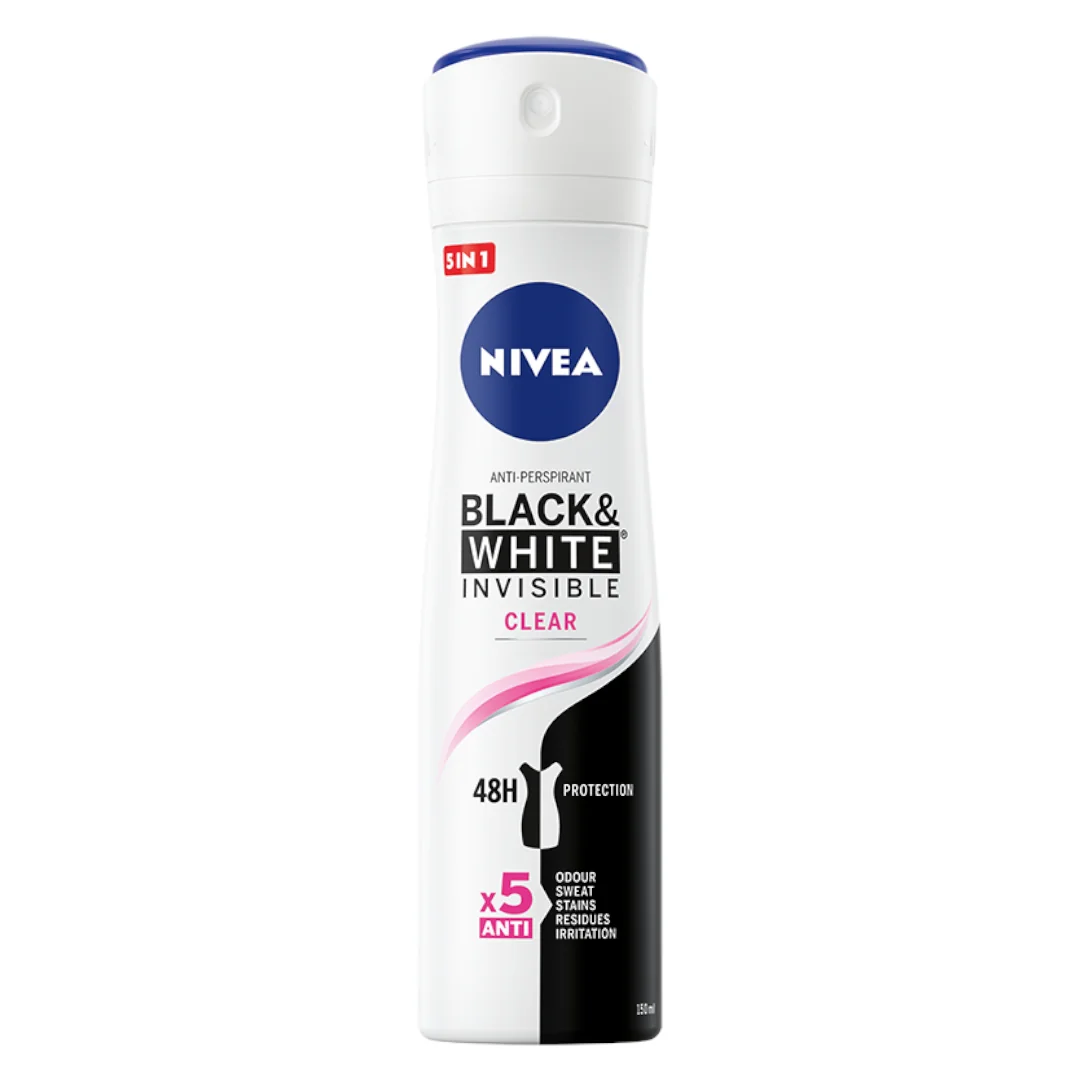 Nivea Black & White Clear antyperspirant w sprayu, 150 ml