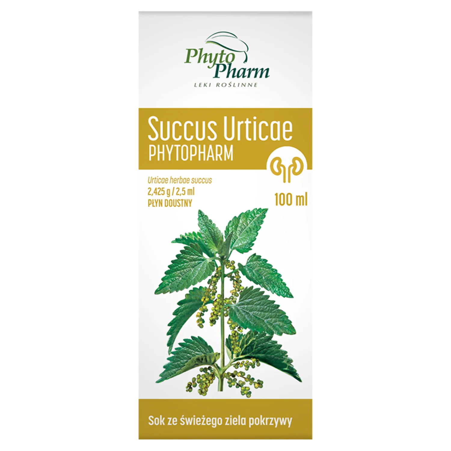 Succus Urticae Phytopharm, 2,425 g/2,5 ml, płyn doustny, 100 ml