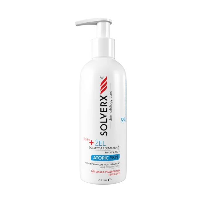 Solverx Atopic Skin +forte, żel do mycia twarzy i demakijażu oczu, 200 ml