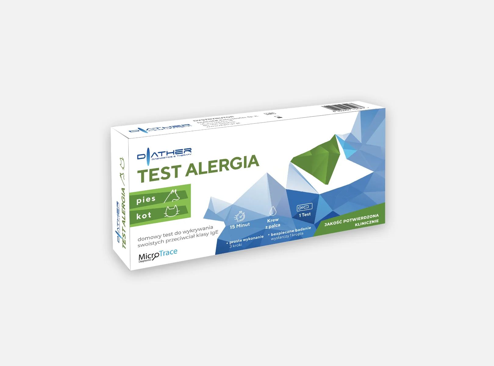 Diather Test Alergia Pies Kot, test na alergię na sierść psów i kotów, 1 szt.