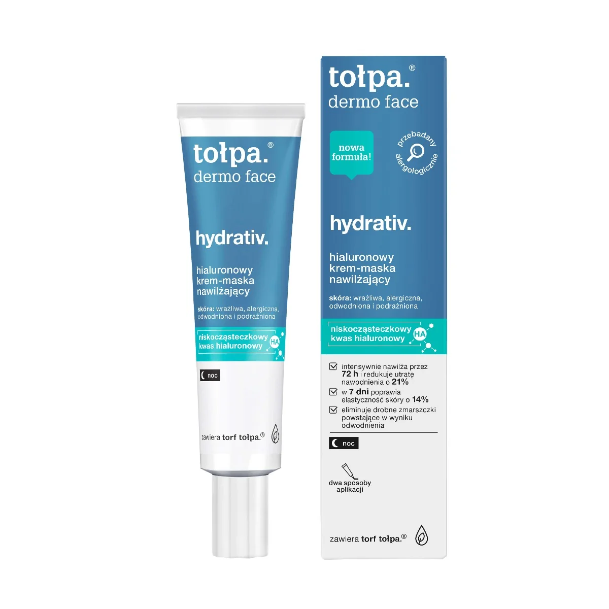 Tołpa Dermo Face Hydrativ, hialuronowy krem-maska nawilżający, noc, 40 ml