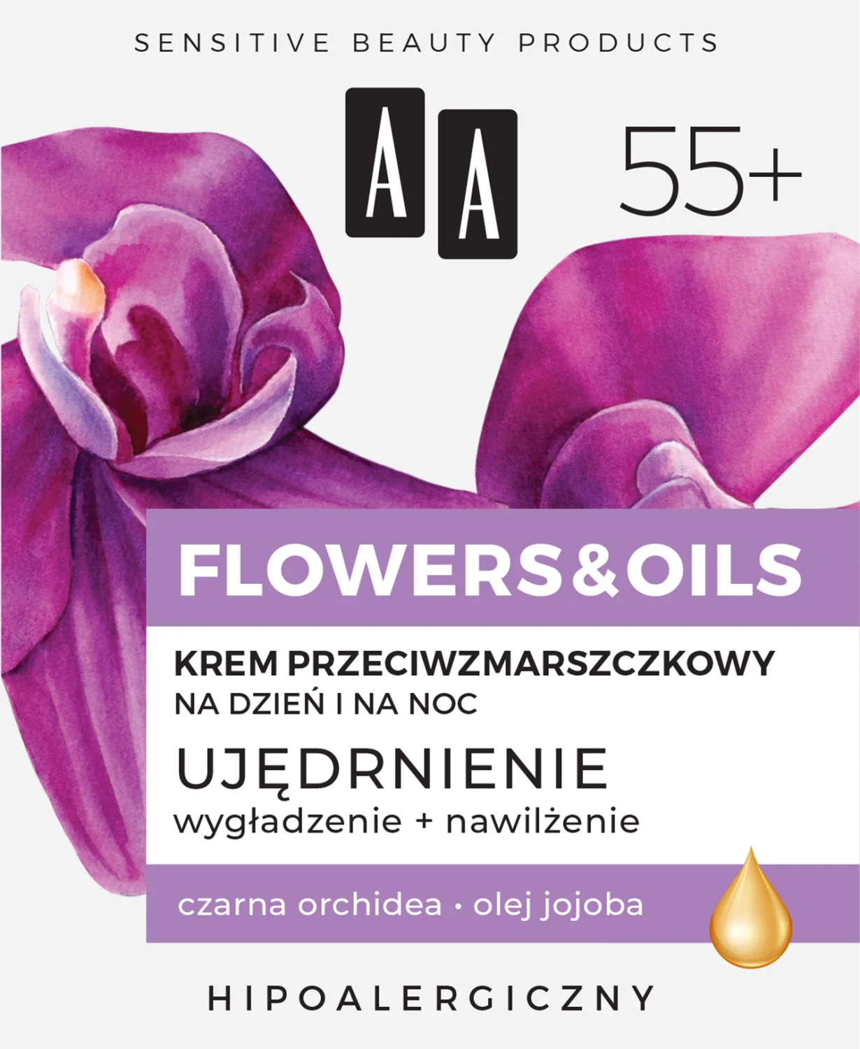 AA FLOWERS & OILS 55+, krem przeciwzmarszczkowy na dzień i na noc, 50 ml