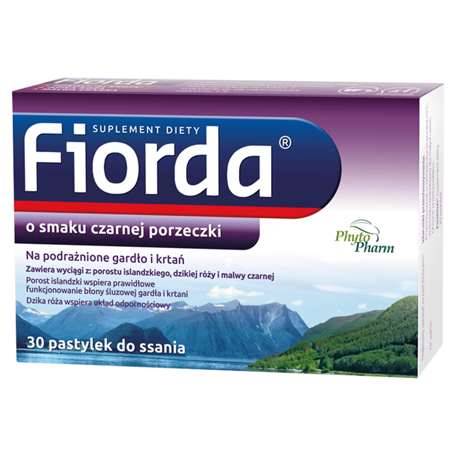 Fiorda, suplement diety, smak czarna porzeczka, 30 pastylek do ssania