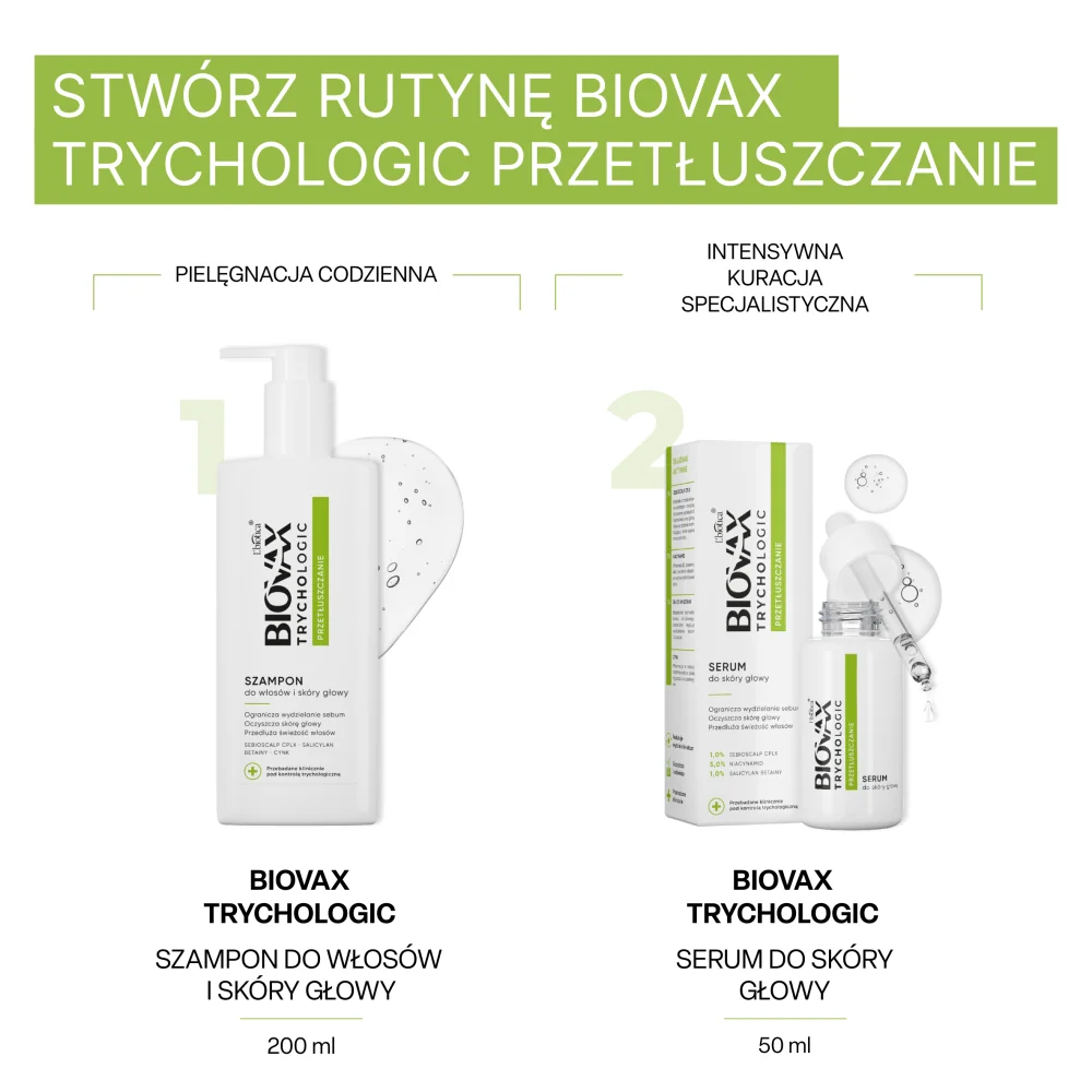 Biovax Trychologic Przetłuszczanie szampon do włosów i skóry głowy, 200 ml