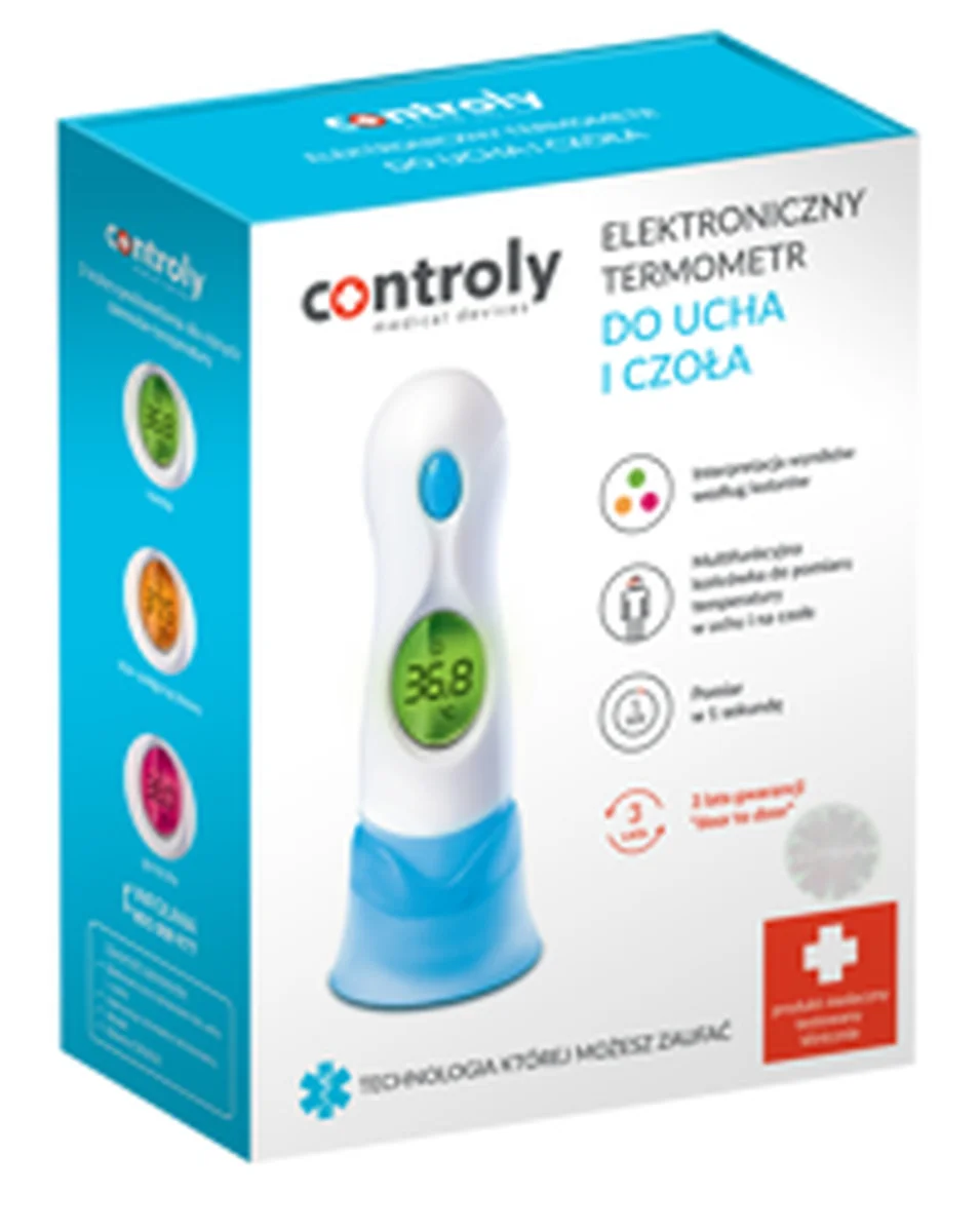 Controly YI-100C, termometr elektroniczny do ucha i czoła , 1 sztuka