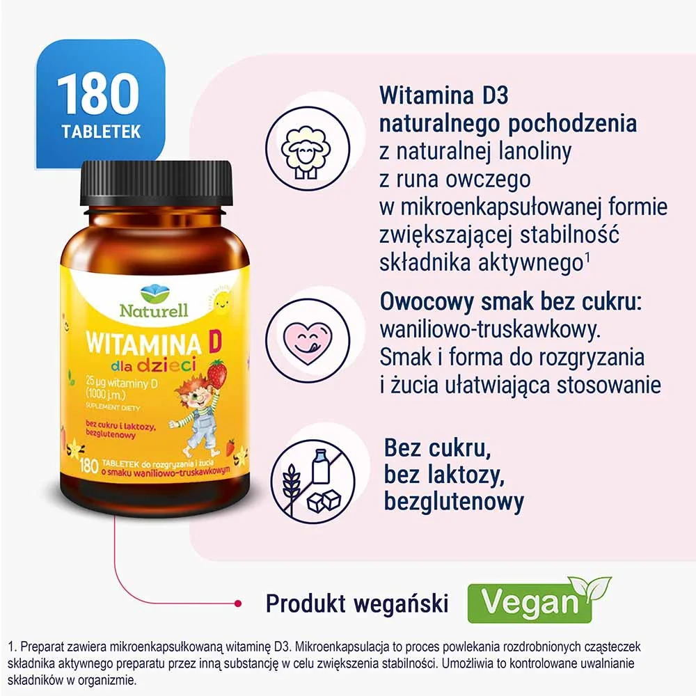 Naturell witamina D dla dzieci 180 tabletek