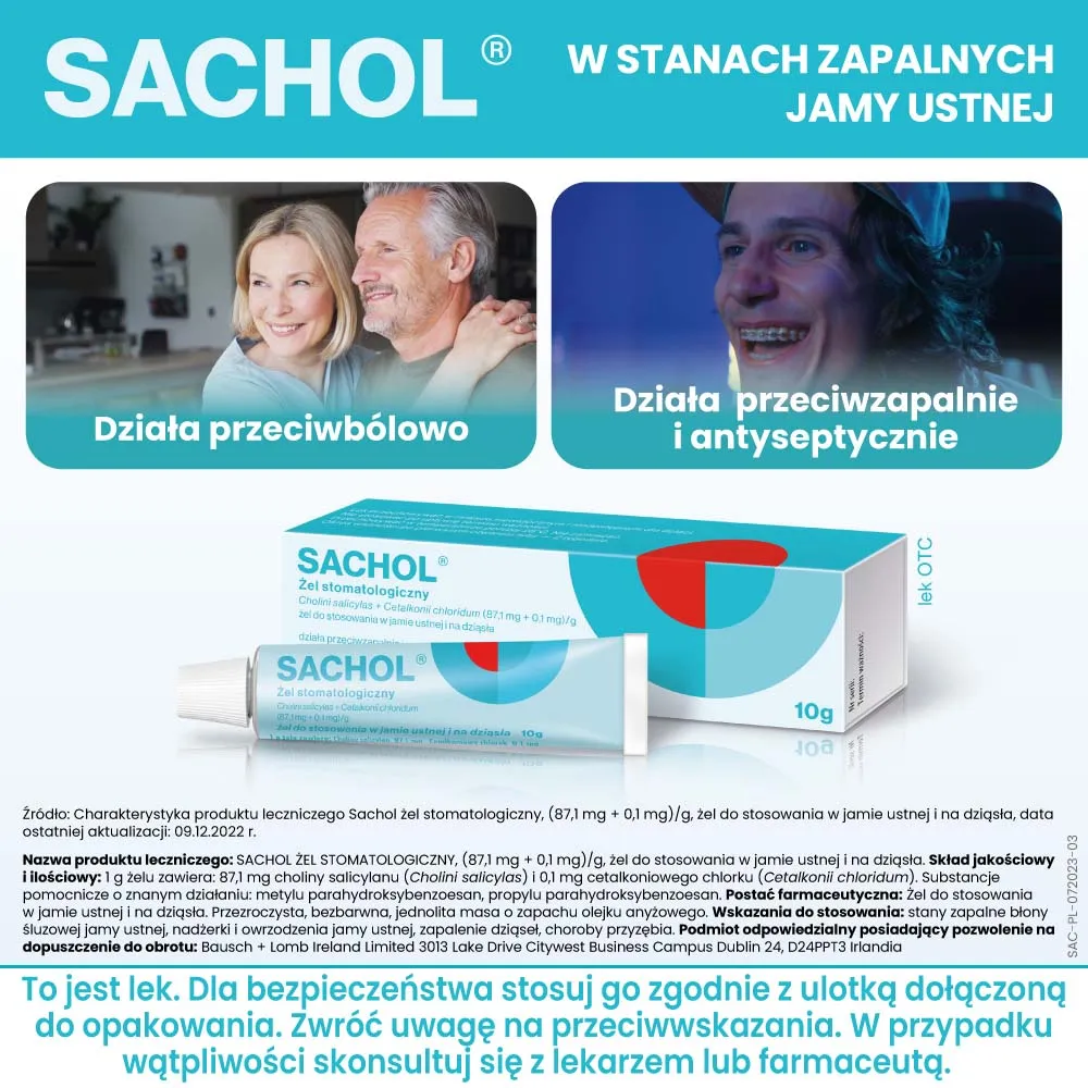 Sachol, 87,1 mg + 0,1 mg/ g, żel stomatologiczny, 10 g 