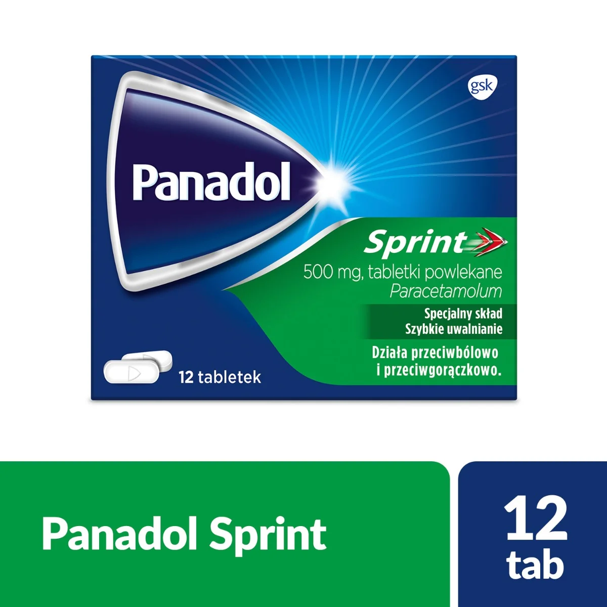 Panadol Sprint 500 mg, 12 tabletek powlekanych