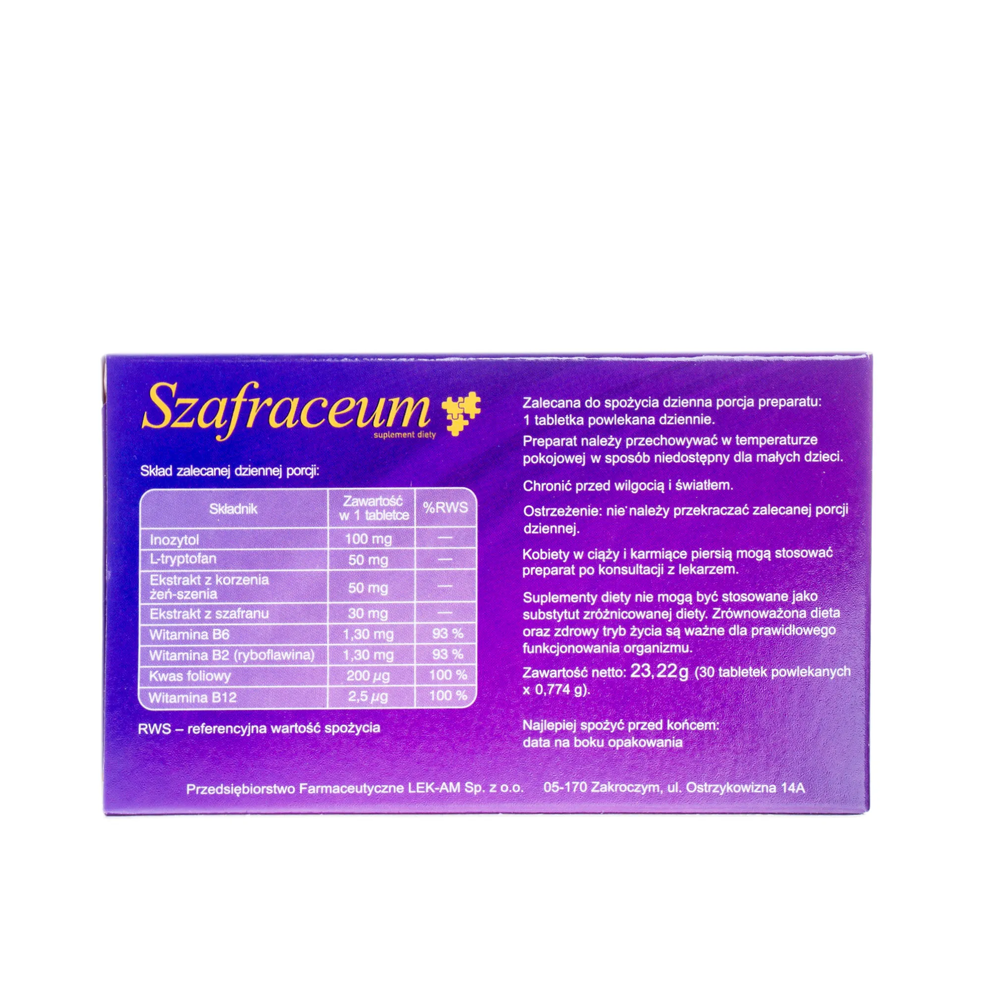 Szafraceum, suplement diety, 30 tabletek 