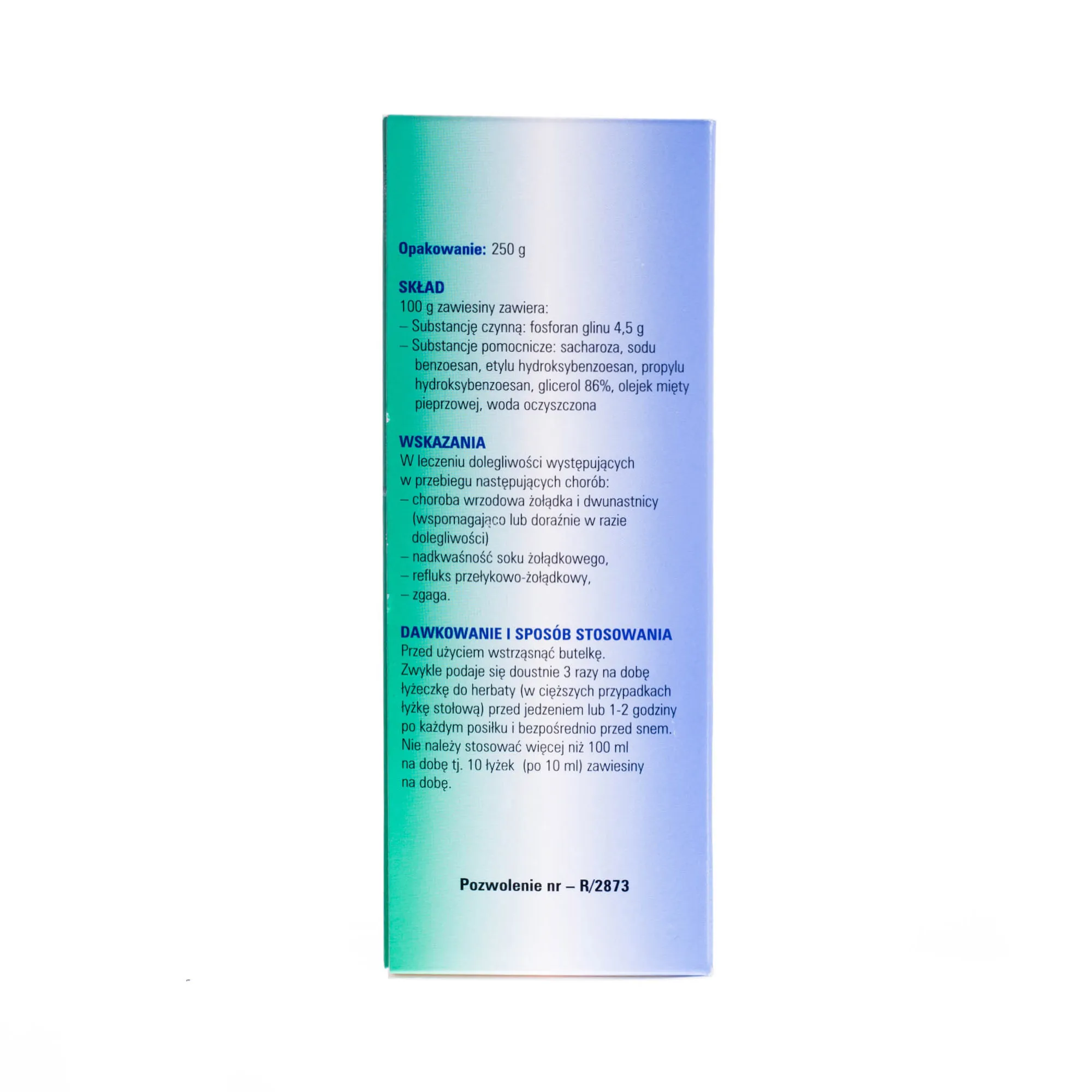 Gelatum Aluminii Phosphorici, 45mg/g, zawiesina doustna, 250 g 