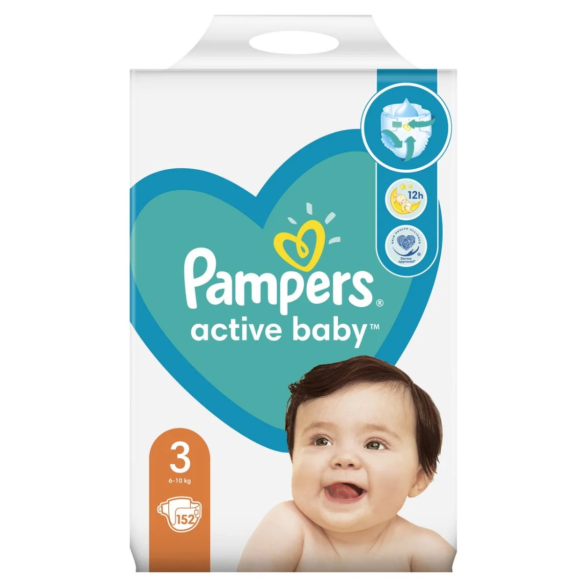 Pampers Active Baby, pieluchy, rozmiar 3, 6-10 kg, 152 sztuki