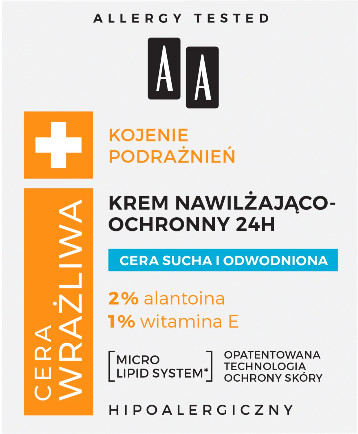 AA CERA WRAŻLIWA, Krem nawilżająco-ochronny 24H, 50 ml