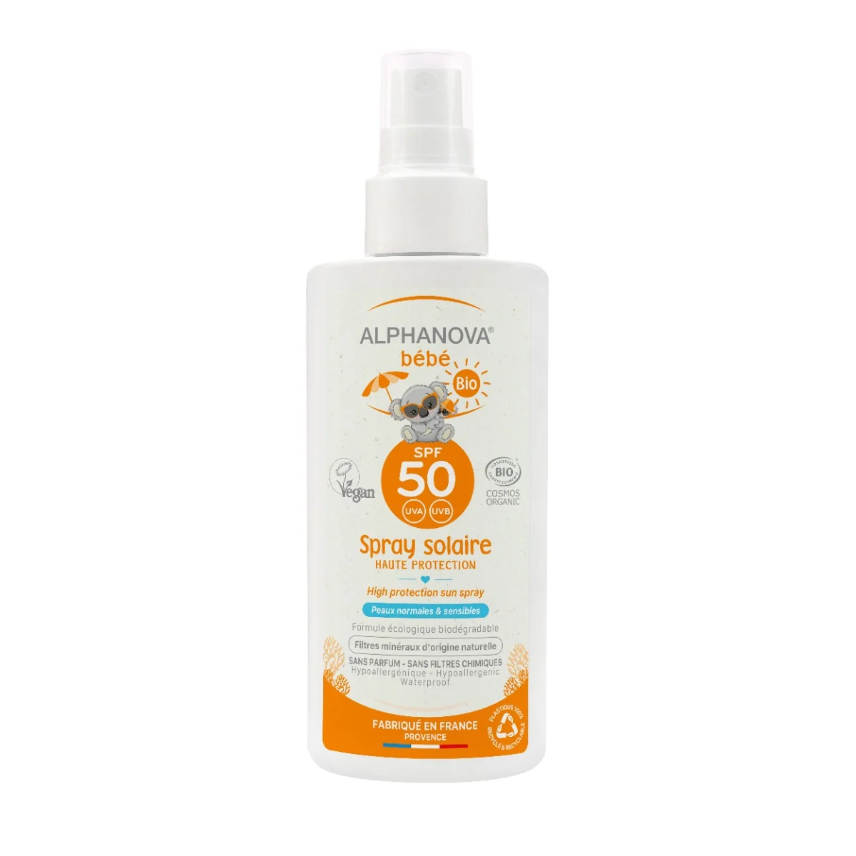 ALPHANOVA bébé, spray przeciwsłoneczny z filtrem mineralnym SPF 50, 125 g