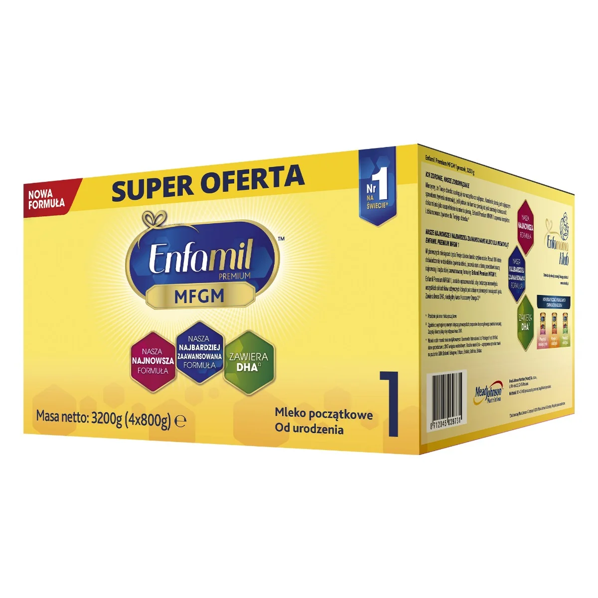 Enfamil Premium 1 MFGM, mleko początkowe od urodzenia, 3200 g