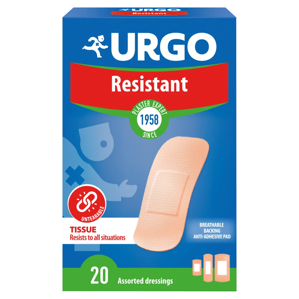 Urgo Resistant, Wytrzymałe opatrunki antyseptyczne, 20 sztuk