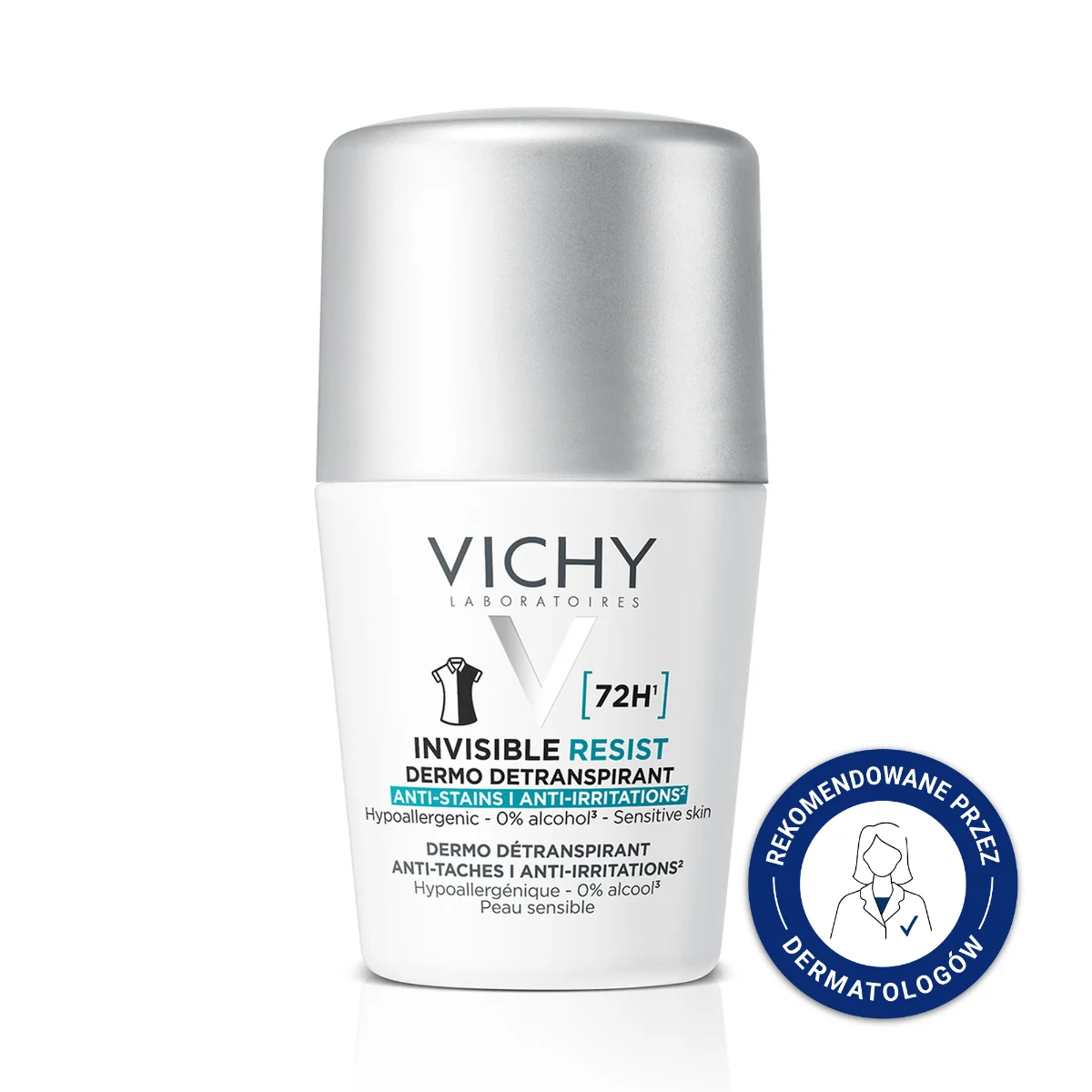 Vichy Invisible Resist, Antyperspirant w kulce przeciw śladom 72h, 50ml