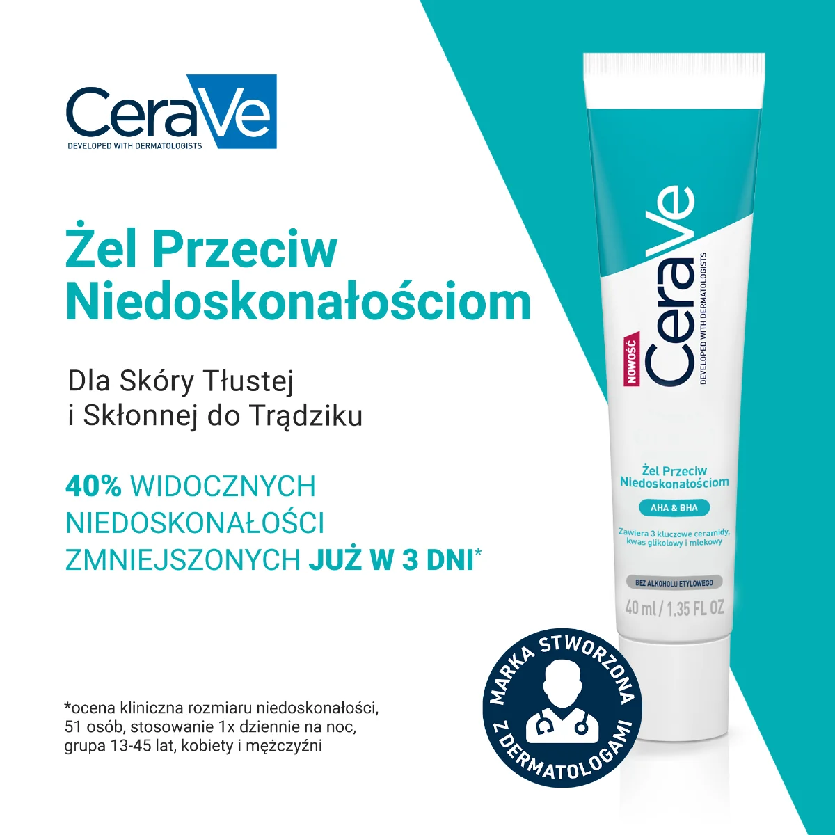 CeraVe żel przeciw niedoskonałościom, 40 ml