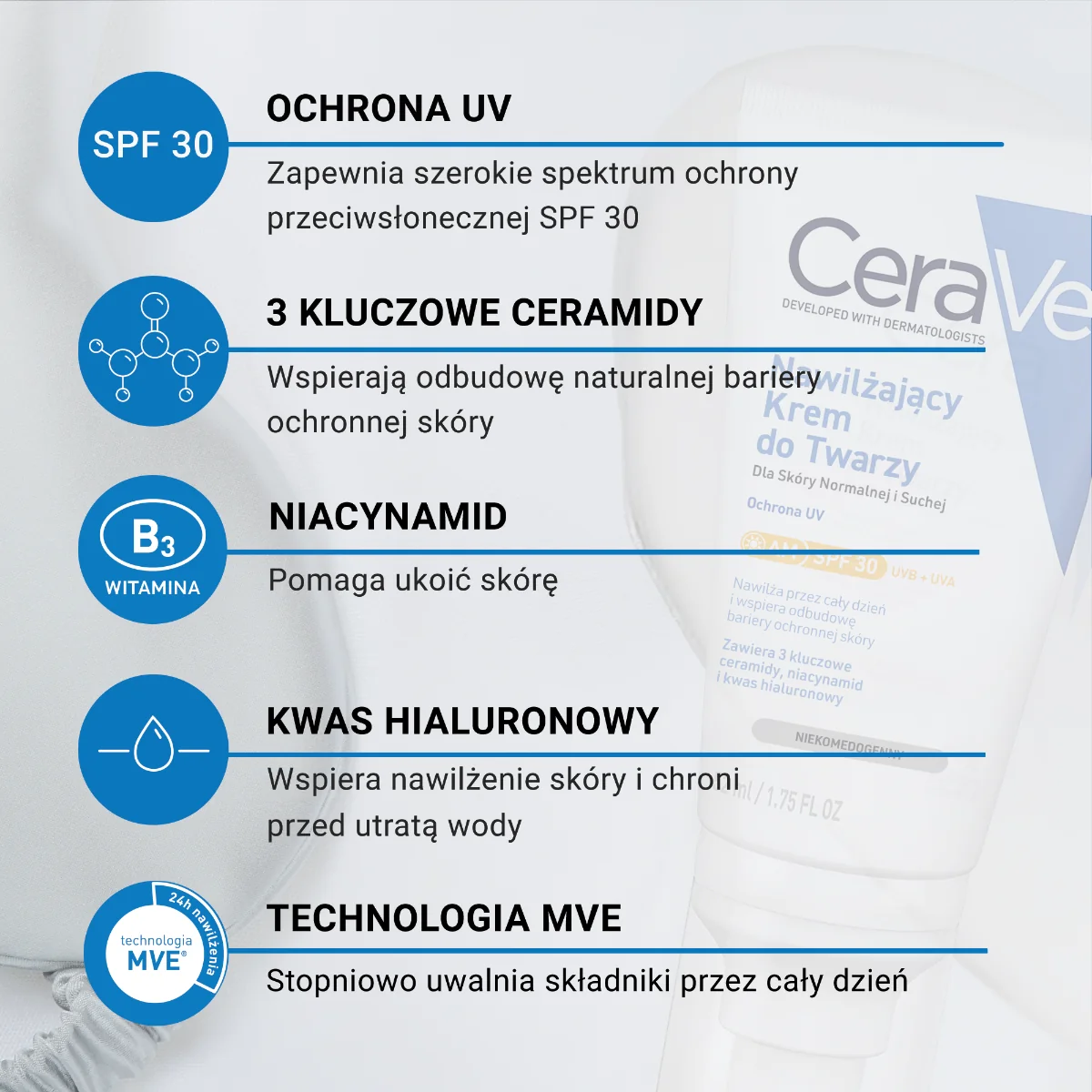 CeraVe nawilżający krem do twarzy SPF30, 52 ml