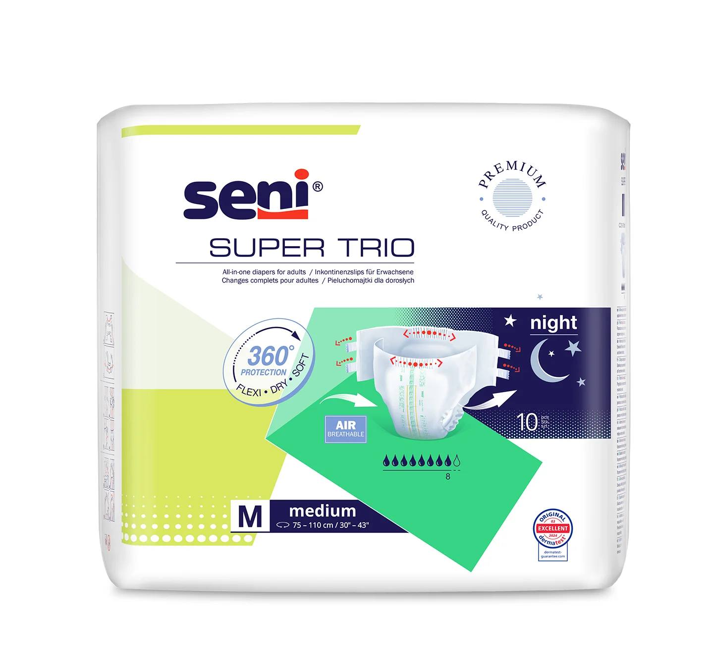 Seni Super Trio, pieluchomajtki M, 10 szt.