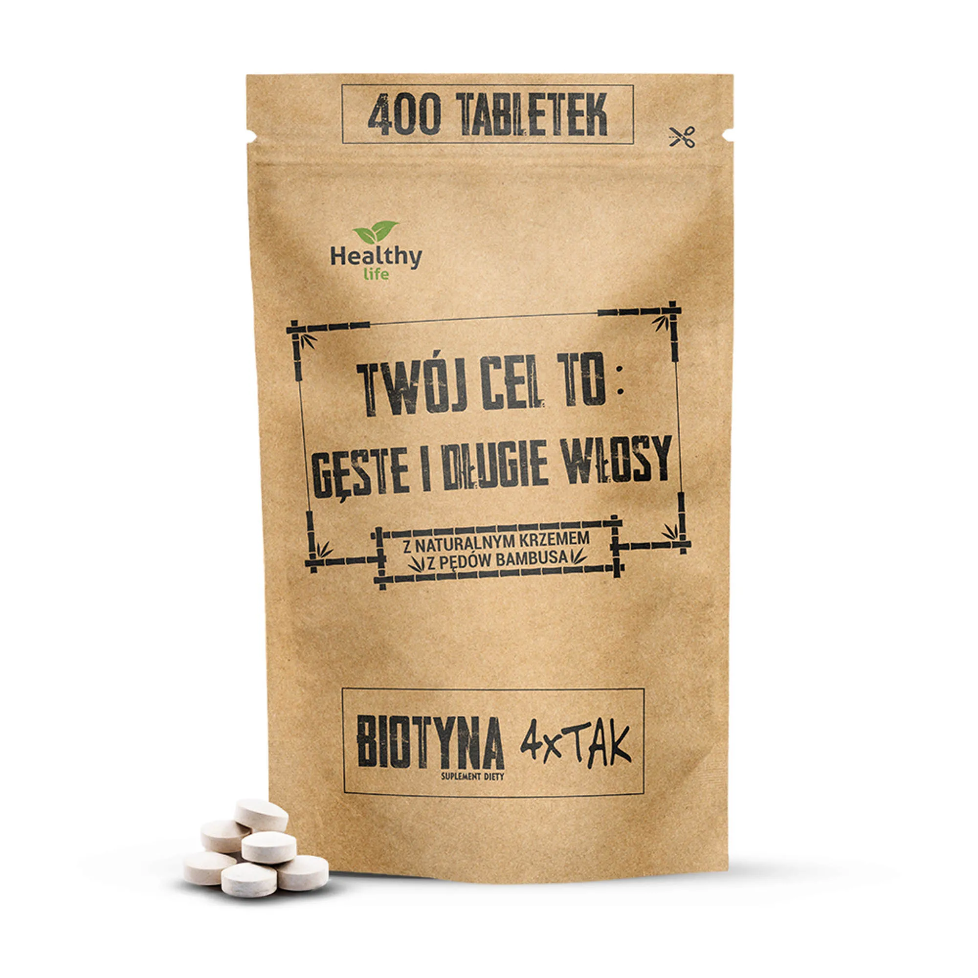 Biotyna 4 x TAK z naturalnym krzemem 400 tabletek 