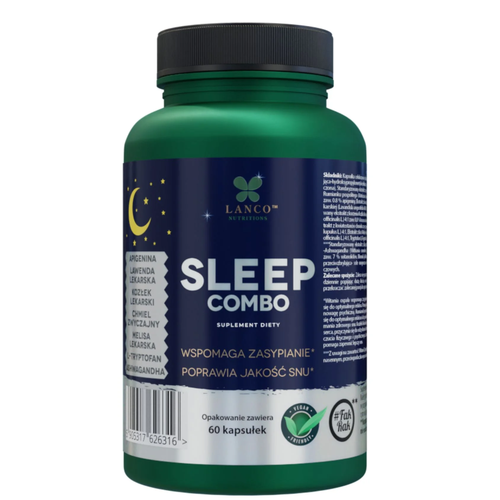 Lanco Nutrition Sleep Combo, Głęboki sen i szybsze zasypianie, 60 kapsułek