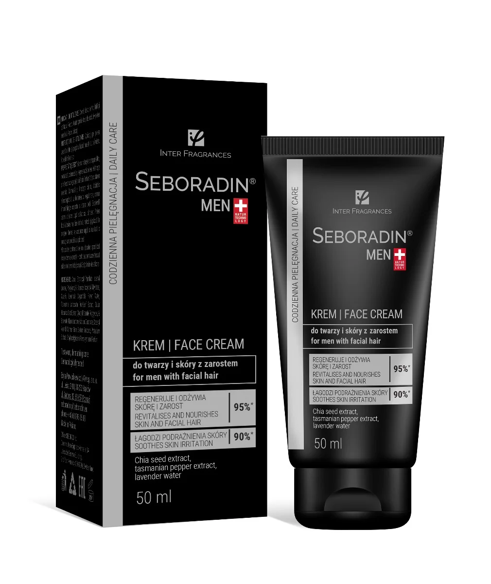 Seboradin Men, krem twarzy i skóry z zarostem, 50 ml