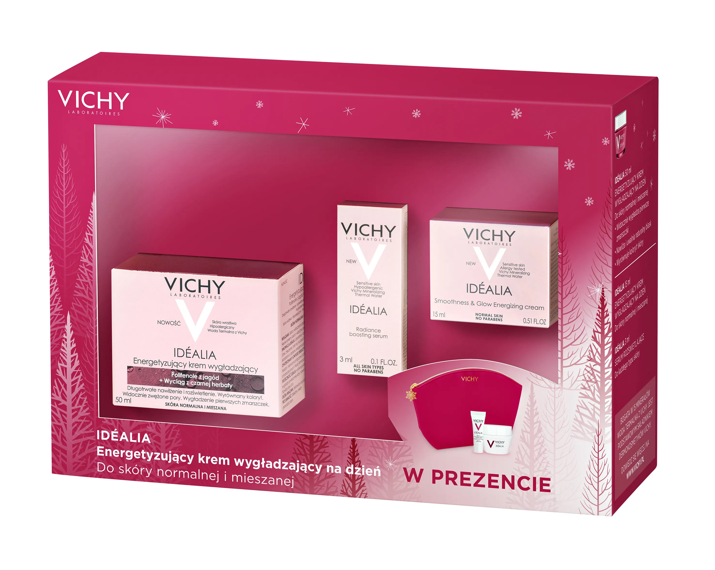 Vichy zestaw Idealia, krem, skóra normalna/mieszana, 50 ml + krem, 15 ml + serum, 3 ml + kosmetyczka