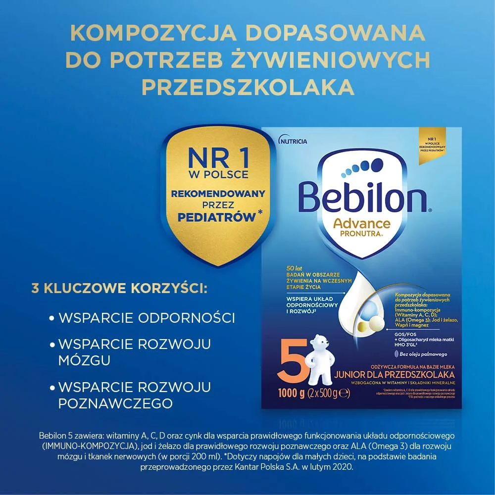 Bebilon 5 Advance Pronutra Junior mleko modyfikowane dla przedszkolaka, 1000 g