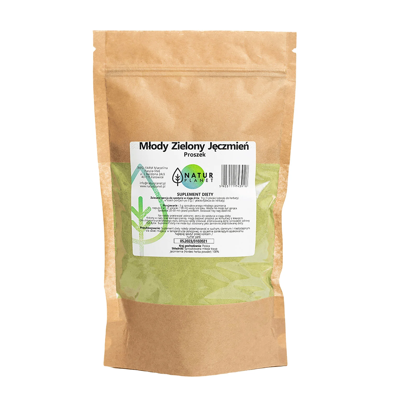 Natur Planet Zielony Jęczmień proszek, 250 g