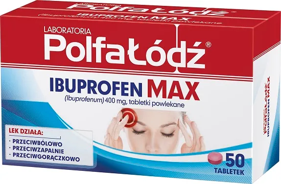 Laboratoria PolfaŁódź Ibuprofen Max, 400 mg, 50 tabletek powlekanych