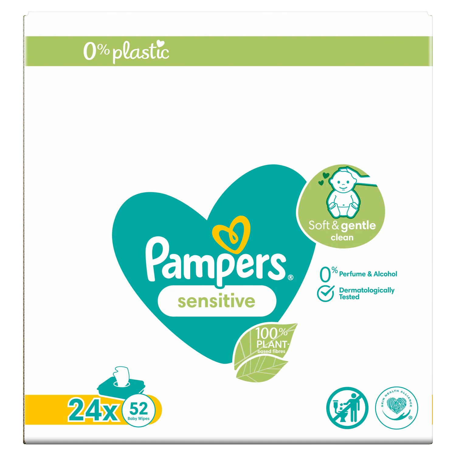 Pampers Sensitive, Chusteczki nawilżane dla dzieci, 24 x 52 sztuki