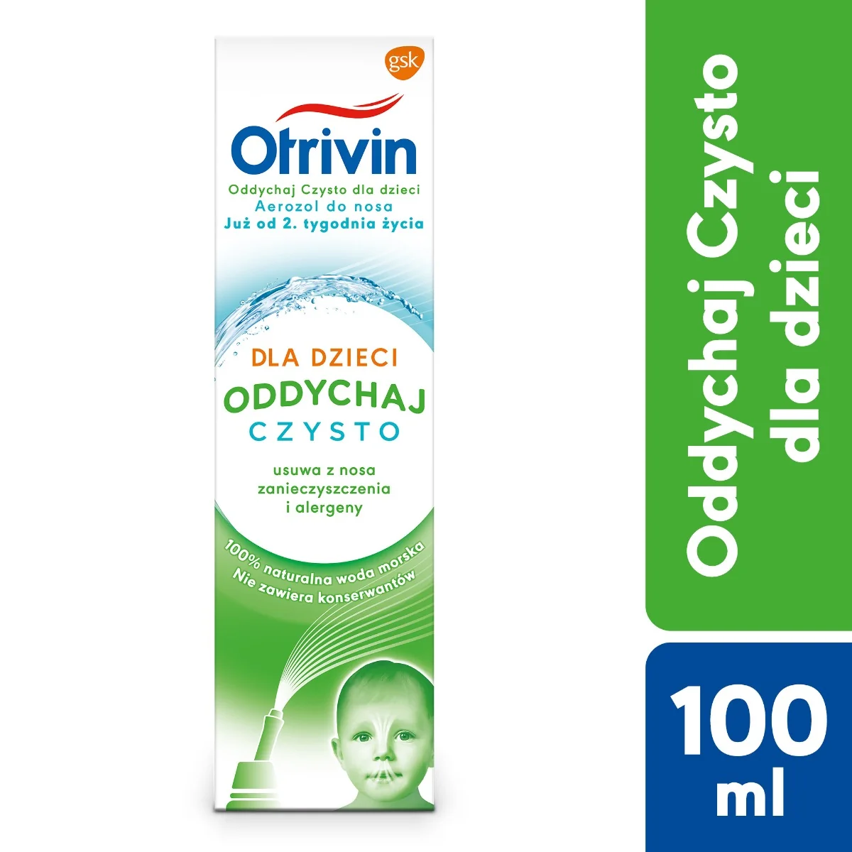 Otrivin Oddychaj Czysto, izotoniczna woda morska do nosa w formie aerozolu, 100 ml