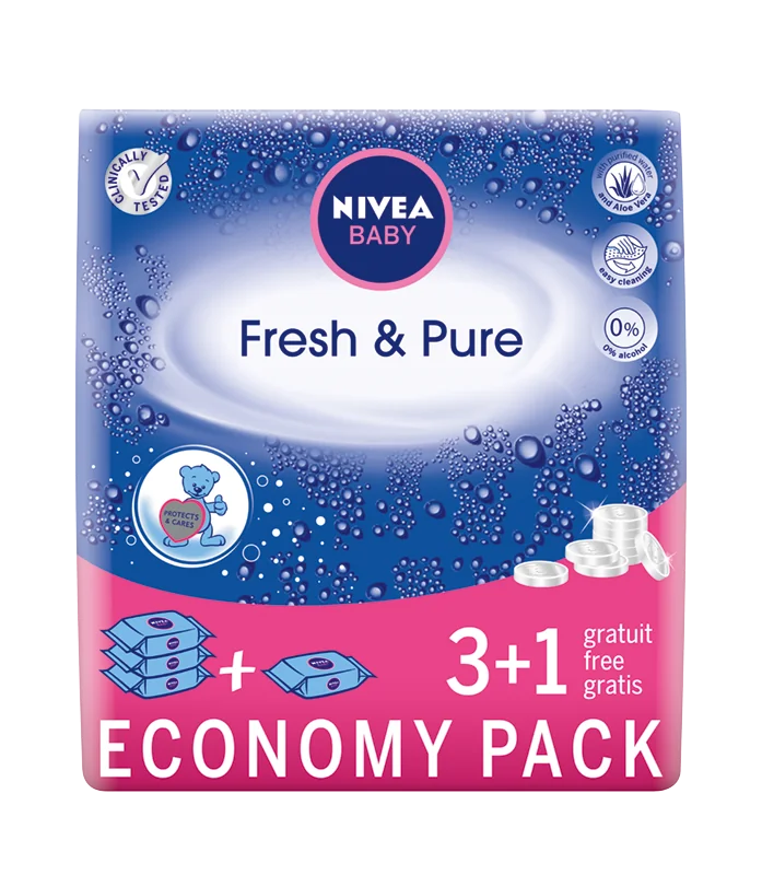 Nivea Baby Fresh & Pure Chusteczki dla dzieci, 4 x 63 sztuk