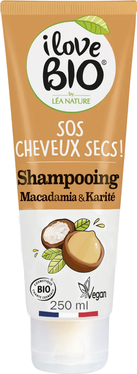 I love BIO organiczny szampon SOS do włosów suchych Olej Makadamia i Masło Shea, 250 ml
