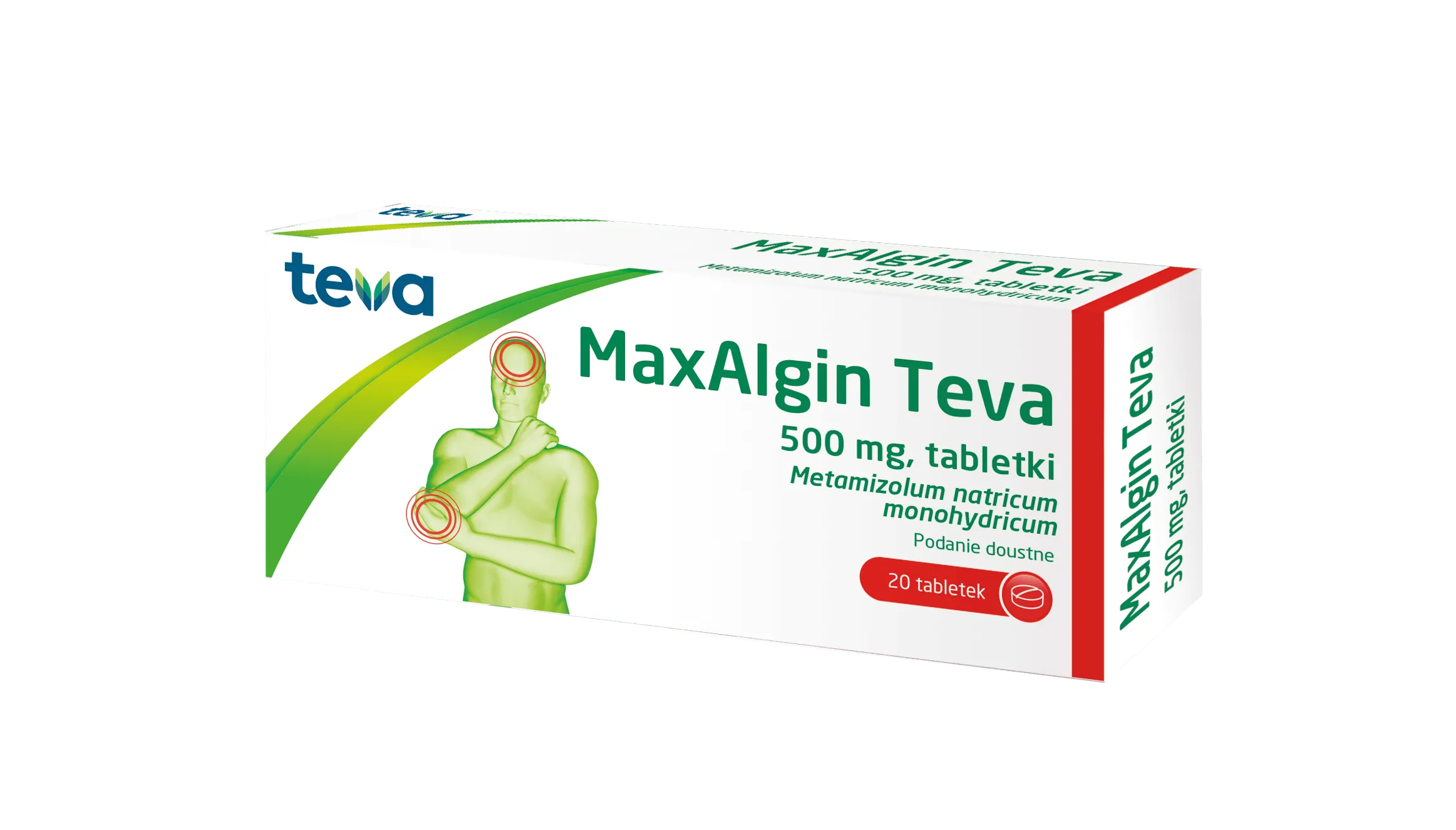 Maxalgin Teva, 500 mg, 20 tabletek
