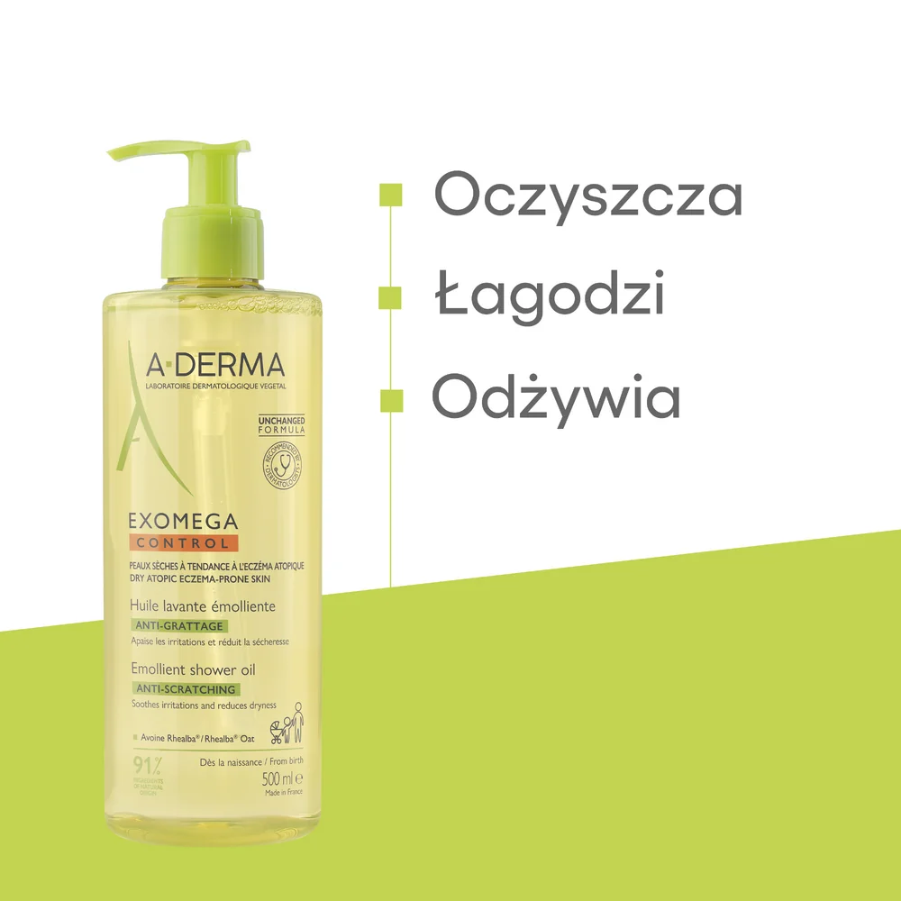 A-Derma Exomega Control olejek emolient pod prysznic, 500 ml