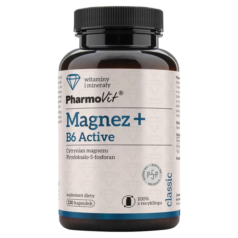 Magnez + B6 Active Pharmovit, suplement diety, 120 kapsułek