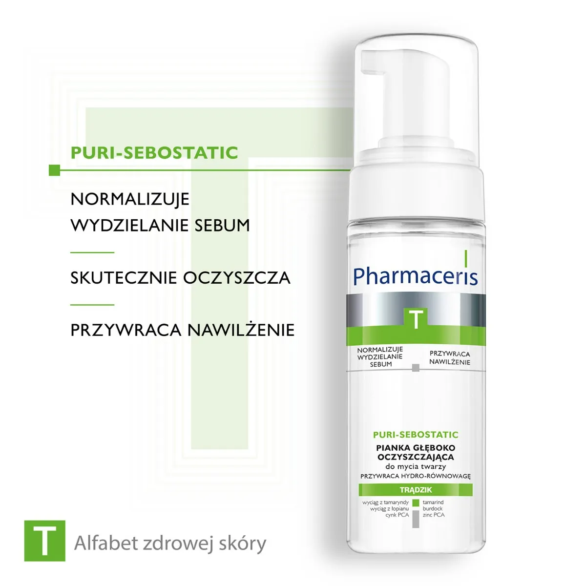 Pharmaceris T puri-sebostatic pianka oczyszczająca do twarzy, 150 ml 