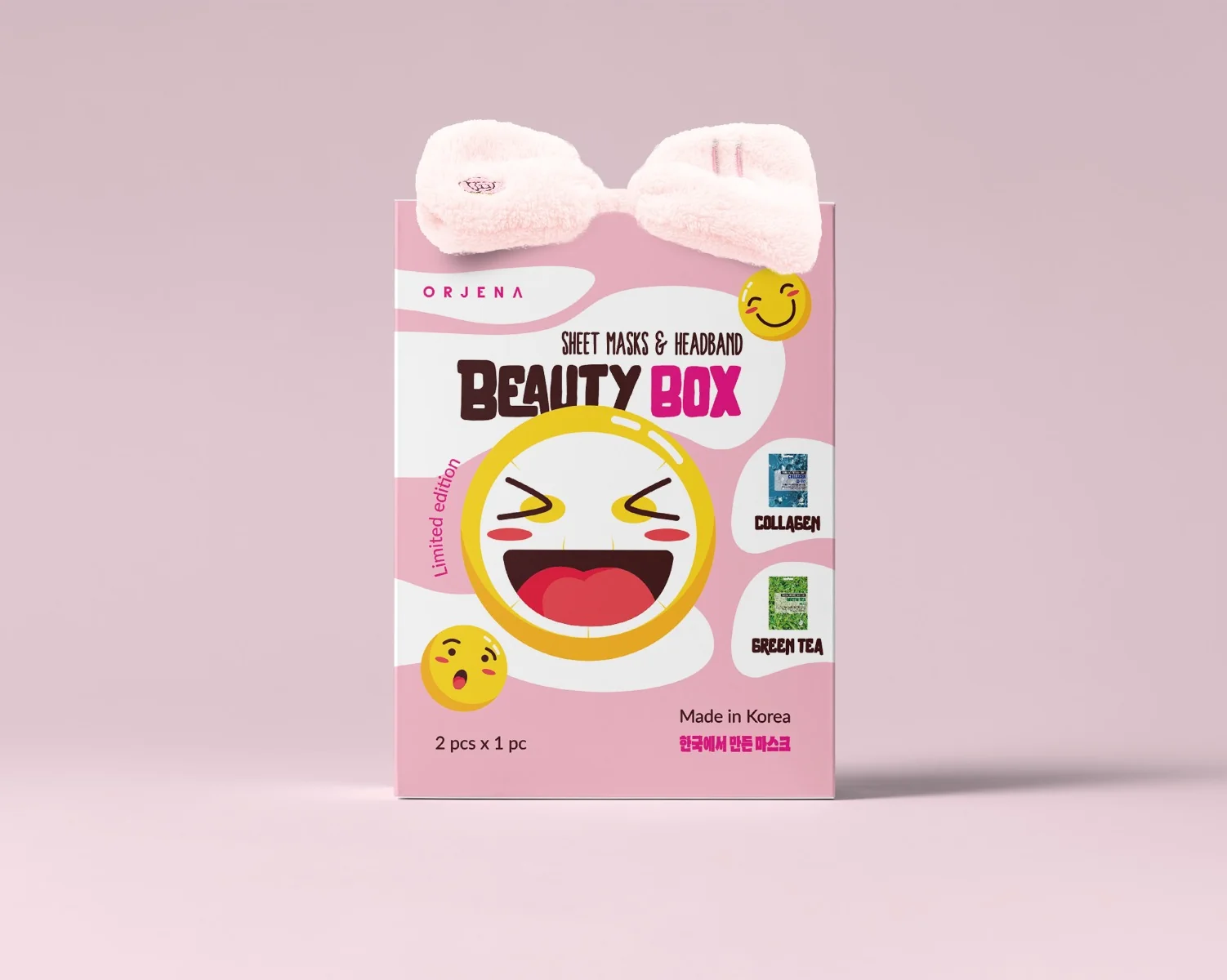 Orjena Beauty Box, zestaw maseczek w płachcie z opaską kosmetyczną, 1 szt.