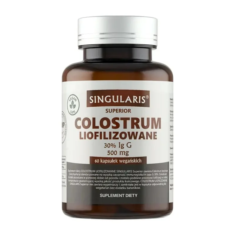 Singularis Superior, Colostrum liofilizowane 30% Ig G 500 mg, 60 kapsułek