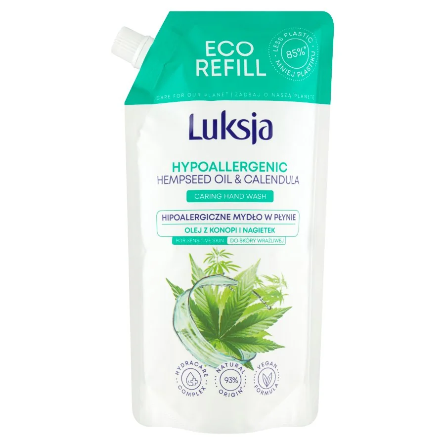 Luksja Creamy & Soft, hipoalergiczne mydło w płynie Olej z konopi i nagietek, 500 ml