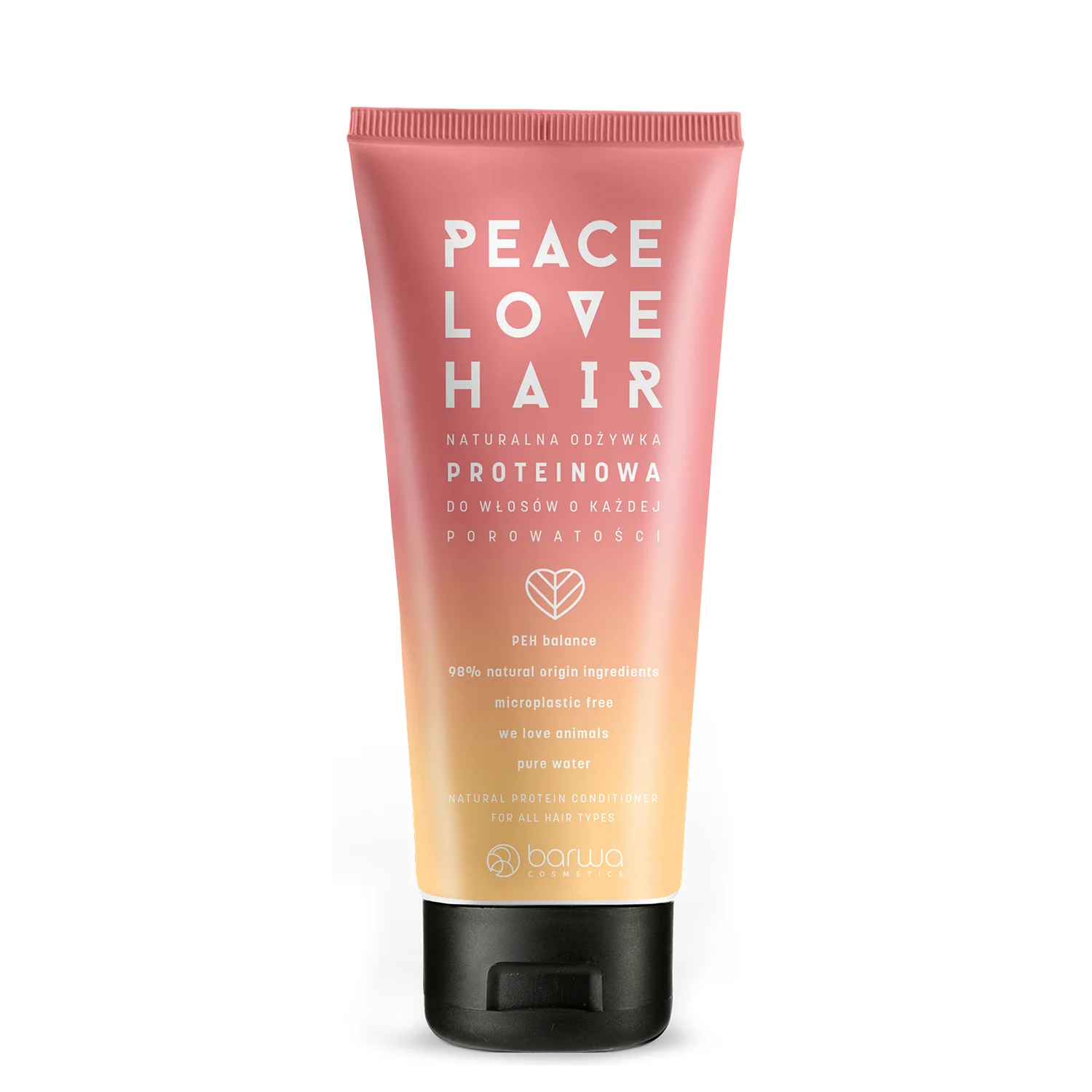 Barwa Peace Love Hair, naturalna odżywka proteinowa do włosów o każdej porowatości, 180 ml