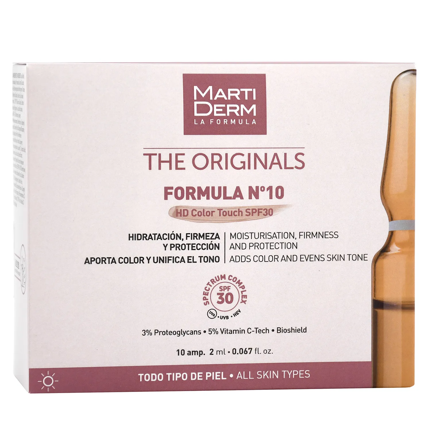 Martiderm The Originals Formula No 10 HD Color Touch SPF30, serum do twarzy w ampułce, 10 x 2 ml 