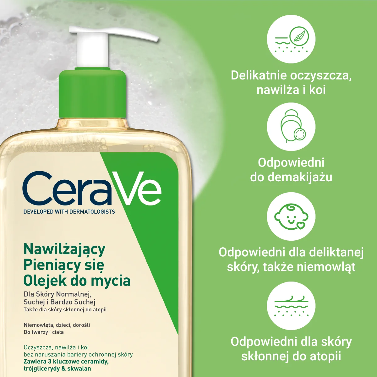 CeraVe nawilżający pieniący się olejek do mycia, 473 ml